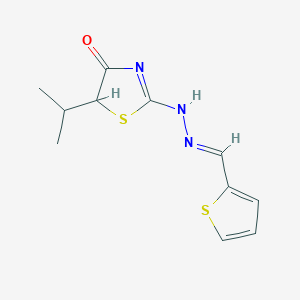 molecular formula C11H13N3OS2 B375661 5-propan-2-yl-2-[(2E)-2-(thiophen-2-ylmethylidene)hydrazinyl]-1,3-thiazol-4-one 