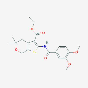 molecular formula C21H25NO6S B375668 Ethyl 2-[(3,4-dimethoxybenzoyl)amino]-5,5-dimethyl-4,7-dihydrothieno[2,3-c]pyran-3-carboxylate CAS No. 305375-45-5