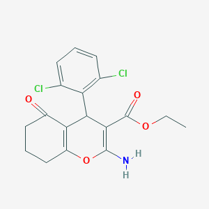 molecular formula C18H17Cl2NO4 B375672 ethyl 2-amino-4-(2,6-dichlorophenyl)-5-oxo-5,6,7,8-tetrahydro-4H-chromene-3-carboxylate CAS No. 317841-73-9
