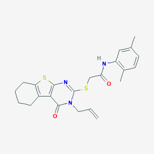 molecular formula C23H25N3O2S2 B375687 N-(2,5-dimethylphenyl)-2-[(4-oxo-3-prop-2-enyl-5,6,7,8-tetrahydro-[1]benzothiolo[2,3-d]pyrimidin-2-yl)sulfanyl]acetamide CAS No. 302939-83-9