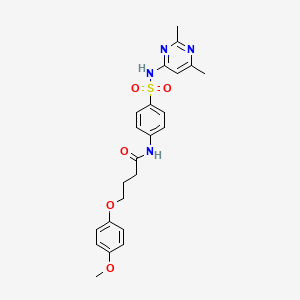 molecular formula C23H26N4O5S B3756963 N-{4-[(2,6-dimethylpyrimidin-4-yl)sulfamoyl]phenyl}-4-(4-methoxyphenoxy)butanamide 