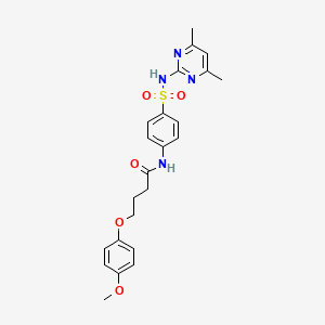 molecular formula C23H26N4O5S B3756977 N-{4-[(4,6-dimethylpyrimidin-2-yl)sulfamoyl]phenyl}-4-(4-methoxyphenoxy)butanamide 