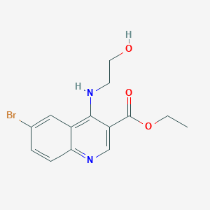 molecular formula C14H15BrN2O3 B3757262 6-Bromo-4-(2-hydroxy-ethylamino)-quinoline-3-carboxylic acid ethyl ester 