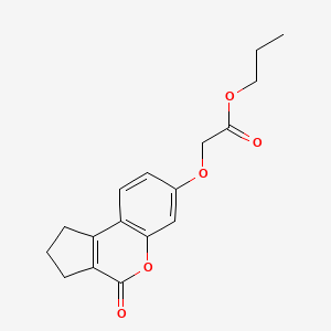 molecular formula C17H18O5 B3757348 PROPYL 2-({4-OXO-1H,2H,3H,4H-CYCLOPENTA[C]CHROMEN-7-YL}OXY)ACETATE 