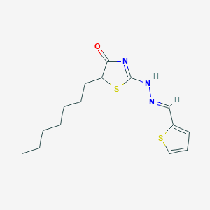 molecular formula C15H21N3OS2 B375739 5-heptyl-2-[(2E)-2-(thiophen-2-ylmethylidene)hydrazinyl]-1,3-thiazol-4-one 