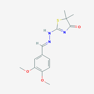 2-[(2E)-2-[(3,4-dimethoxyphenyl)methylidene]hydrazinyl]-5,5-dimethyl-1,3-thiazol-4-one