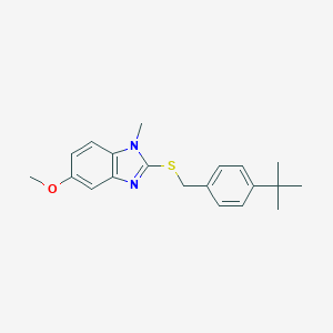 molecular formula C20H24N2OS B375746 2-[(4-tert-butylbenzyl)sulfanyl]-5-methoxy-1-methyl-1H-benzimidazole 