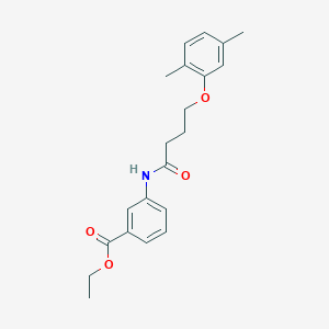 molecular formula C21H25NO4 B3757496 ethyl 3-{[4-(2,5-dimethylphenoxy)butanoyl]amino}benzoate 