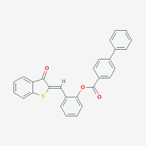 [2-[(Z)-(3-oxo-1-benzothiophen-2-ylidene)methyl]phenyl] 4-phenylbenzoate