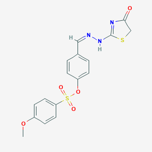 molecular formula C17H15N3O5S2 B375777 [4-[(Z)-[(4-oxo-1,3-thiazol-2-yl)hydrazinylidene]methyl]phenyl] 4-methoxybenzenesulfonate 