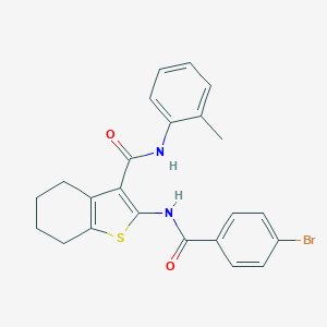 molecular formula C23H21BrN2O2S B375778 2-[(4-bromobenzoyl)amino]-N-(2-methylphenyl)-4,5,6,7-tetrahydro-1-benzothiophene-3-carboxamide 