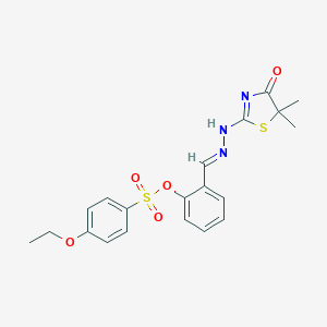 molecular formula C20H21N3O5S2 B375779 [2-[(E)-[(5,5-dimethyl-4-oxo-1,3-thiazol-2-yl)hydrazinylidene]methyl]phenyl] 4-ethoxybenzenesulfonate 