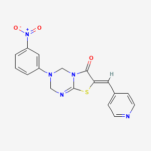 (7Z)-3-(3-NITROPHENYL)-7-[(PYRIDIN-4-YL)METHYLIDENE]-2H,3H,4H,6H,7H-[1,3]THIAZOLO[3,2-A][1,3,5]TRIAZIN-6-ONE