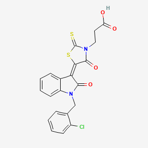 3-[(5E)-5-[1-[(2-chlorophenyl)methyl]-2-oxoindol-3-ylidene]-4-oxo-2-sulfanylidene-1,3-thiazolidin-3-yl]propanoic acid