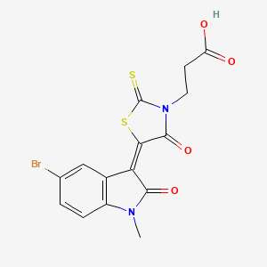 3-[(5E)-5-(5-bromo-1-methyl-2-oxoindol-3-ylidene)-4-oxo-2-sulfanylidene-1,3-thiazolidin-3-yl]propanoic acid