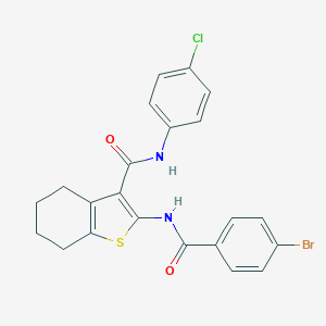 molecular formula C22H18BrClN2O2S B375789 2-[(4-bromobenzoyl)amino]-N-(4-chlorophenyl)-4,5,6,7-tetrahydro-1-benzothiophene-3-carboxamide CAS No. 312584-71-7