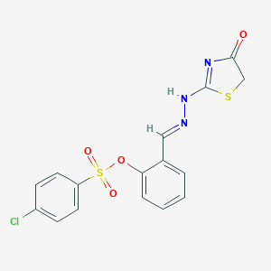 [2-[(E)-[(4-oxo-1,3-thiazol-2-yl)hydrazinylidene]methyl]phenyl] 4-chlorobenzenesulfonate