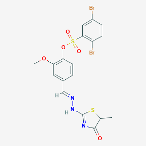 molecular formula C18H15Br2N3O5S2 B375795 [2-methoxy-4-[(E)-[(5-methyl-4-oxo-1,3-thiazol-2-yl)hydrazinylidene]methyl]phenyl] 2,5-dibromobenzenesulfonate 