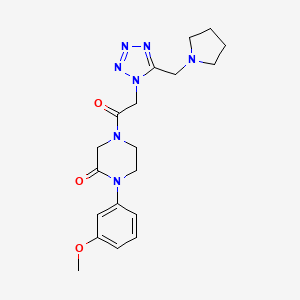 molecular formula C19H25N7O3 B3757957 1-(3-methoxyphenyl)-4-{[5-(1-pyrrolidinylmethyl)-1H-tetrazol-1-yl]acetyl}-2-piperazinone 