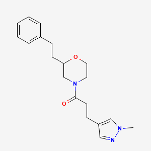 molecular formula C19H25N3O2 B3757976 3-(1-methylpyrazol-4-yl)-1-[2-(2-phenylethyl)morpholin-4-yl]propan-1-one 