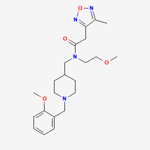 molecular formula C22H32N4O4 B3757992 N-{[1-(2-methoxybenzyl)-4-piperidinyl]methyl}-N-(2-methoxyethyl)-2-(4-methyl-1,2,5-oxadiazol-3-yl)acetamide 