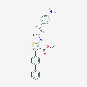 Ethyl 4-[1,1'-biphenyl]-4-yl-2-({3-[4-(dimethylamino)phenyl]acryloyl}amino)-3-thiophenecarboxylate