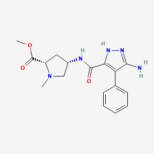 molecular formula C17H21N5O3 B3758209 methyl (2S,4S)-4-{[(5-amino-4-phenyl-1H-pyrazol-3-yl)carbonyl]amino}-1-methylpyrrolidine-2-carboxylate 