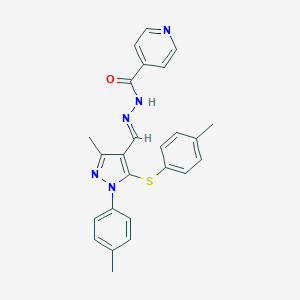 molecular formula C25H23N5OS B375822 N'-({3-methyl-1-(4-methylphenyl)-5-[(4-methylphenyl)sulfanyl]-1H-pyrazol-4-yl}methylene)isonicotinohydrazide 