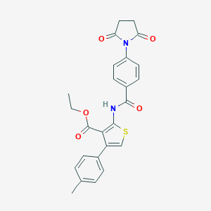 molecular formula C25H22N2O5S B375827 2-[4-(2,5-Dioxo-pyrrolidin-1-yl)-benzoylamino]-4-p-tolyl-thiophene-3-carboxylic acid ethyl ester CAS No. 387831-72-3