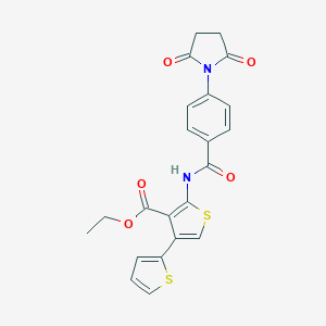 molecular formula C22H18N2O5S2 B375832 Ethyl 2-[[4-(2,5-dioxopyrrolidin-1-yl)benzoyl]amino]-4-thiophen-2-ylthiophene-3-carboxylate CAS No. 343590-37-4