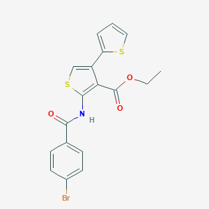 molecular formula C18H14BrNO3S2 B375836 Ethyl 2-[(4-bromobenzoyl)amino]-4-thiophen-2-ylthiophene-3-carboxylate CAS No. 325822-47-7