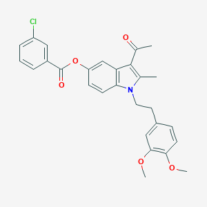 molecular formula C28H26ClNO5 B375841 3-acetyl-1-[2-(3,4-dimethoxyphenyl)ethyl]-2-methyl-1H-indol-5-yl 3-chlorobenzoate 
