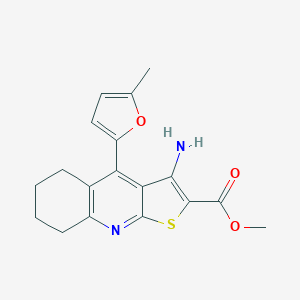 molecular formula C18H18N2O3S B375854 Methyl 3-amino-4-(5-methyl-2-furyl)-5,6,7,8-tetrahydrothieno[2,3-b]quinoline-2-carboxylate 