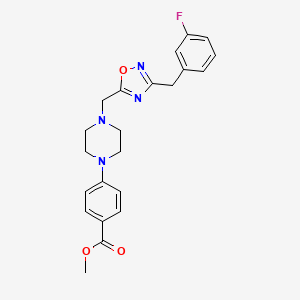 molecular formula C22H23FN4O3 B3758542 methyl 4-(4-{[3-(3-fluorobenzyl)-1,2,4-oxadiazol-5-yl]methyl}-1-piperazinyl)benzoate 