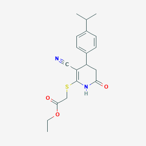 Ethyl {[3-cyano-4-(4-isopropylphenyl)-6-oxo-1,4,5,6-tetrahydro-2-pyridinyl]sulfanyl}acetate