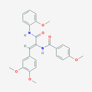 molecular formula C26H26N2O6 B375860 N-{2-(3,4-dimethoxyphenyl)-1-[(2-methoxyanilino)carbonyl]vinyl}-4-methoxybenzamide 