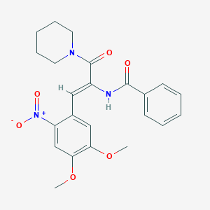 molecular formula C23H25N3O6 B375886 N-[2-{2-nitro-4,5-dimethoxyphenyl}-1-(1-piperidinylcarbonyl)vinyl]benzamide 