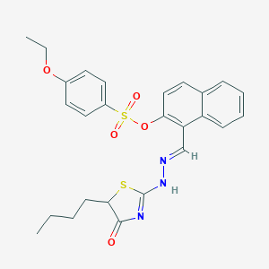 molecular formula C26H27N3O5S2 B375890 [1-[(E)-[(5-butyl-4-oxo-1,3-thiazol-2-yl)hydrazinylidene]methyl]naphthalen-2-yl] 4-ethoxybenzenesulfonate 