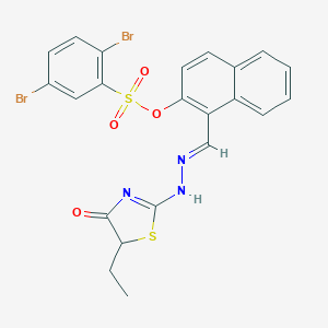 molecular formula C22H17Br2N3O4S2 B375891 [1-[(E)-[(5-ethyl-4-oxo-1,3-thiazol-2-yl)hydrazinylidene]methyl]naphthalen-2-yl] 2,5-dibromobenzenesulfonate 