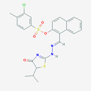 [1-[(E)-[(4-oxo-5-propan-2-yl-1,3-thiazol-2-yl)hydrazinylidene]methyl]naphthalen-2-yl] 3-chloro-4-methylbenzenesulfonate