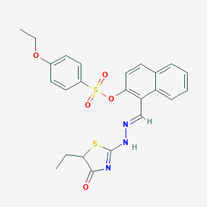 molecular formula C24H23N3O5S2 B375895 [1-[(E)-[(5-ethyl-4-oxo-1,3-thiazol-2-yl)hydrazinylidene]methyl]naphthalen-2-yl] 4-ethoxybenzenesulfonate 
