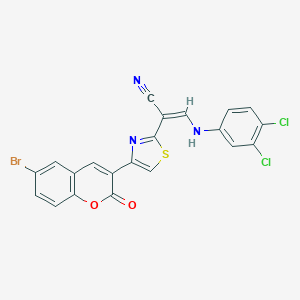 molecular formula C21H10BrCl2N3O2S B375899 2-[4-(6-bromo-2-oxo-2H-chromen-3-yl)-1,3-thiazol-2-yl]-3-(3,4-dichloroanilino)acrylonitrile 