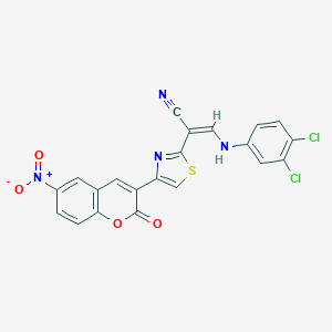molecular formula C21H10Cl2N4O4S B375900 3-(3,4-dichloroanilino)-2-(4-{6-nitro-2-oxo-2H-chromen-3-yl}-1,3-thiazol-2-yl)acrylonitrile 