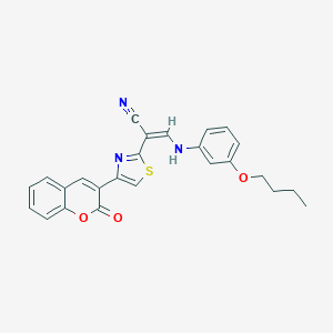 molecular formula C25H21N3O3S B375901 3-(3-butoxyanilino)-2-[4-(2-oxo-2H-chromen-3-yl)-1,3-thiazol-2-yl]acrylonitrile 