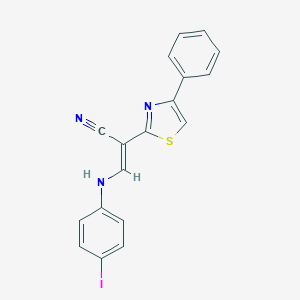 molecular formula C18H12IN3S B375902 (E)-3-((4-iodophenyl)amino)-2-(4-phenylthiazol-2-yl)acrylonitrile CAS No. 342377-24-6
