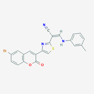 molecular formula C22H14BrN3O2S B375905 2-[4-(6-bromo-2-oxo-2H-chromen-3-yl)-1,3-thiazol-2-yl]-3-(3-toluidino)acrylonitrile CAS No. 342377-16-6