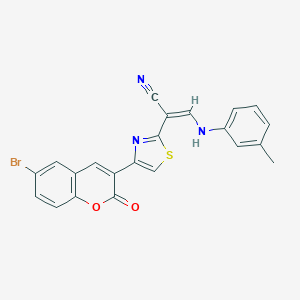 2-[4-(6-bromo-2-oxo-2H-chromen-3-yl)-1,3-thiazol-2-yl]-3-(3-toluidino)acrylonitrile