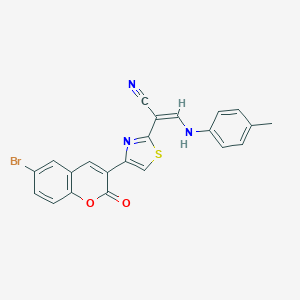 molecular formula C22H14BrN3O2S B375906 2-[4-(6-bromo-2-oxo-2H-chromen-3-yl)-1,3-thiazol-2-yl]-3-(4-toluidino)acrylonitrile 