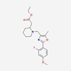 molecular formula C21H27FN2O4 B3759070 ethyl (1-{[2-(2-fluoro-4-methoxyphenyl)-5-methyl-1,3-oxazol-4-yl]methyl}-2-piperidinyl)acetate 