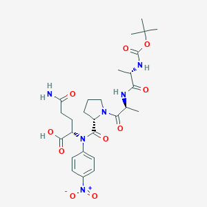 molecular formula C27H38N6O10 B037591 tert-Butoxycarbonyl-alanyl-alanyl-prolyl-glutamyl-4-nitroanilide CAS No. 117722-95-9